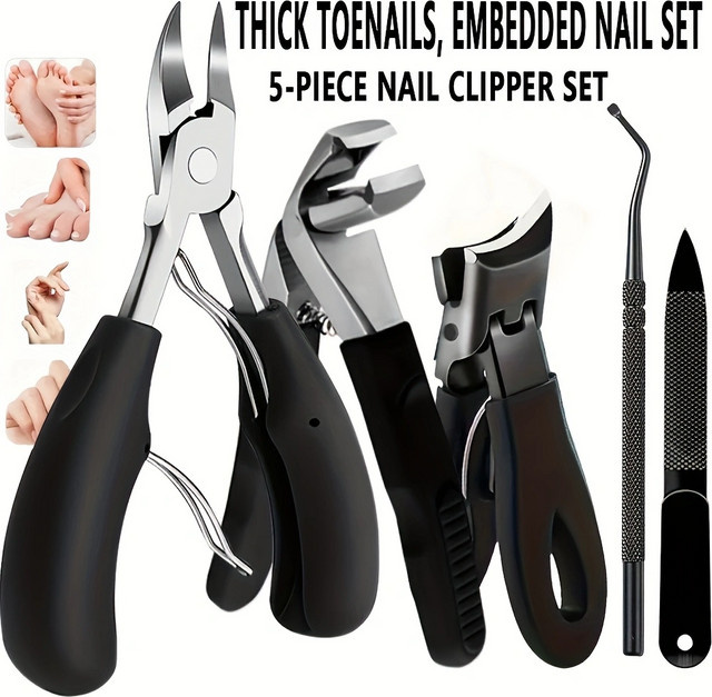 OLOEY Zehennagelknipser-Set, 5-teilig, Edelstahl, für Füße - Bild 1