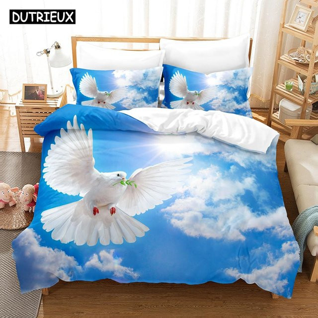 Binchi Outdoor Product Bettwäscheset Taube mit 3-teiligem Daunendeckenbezug und Kissenbezug, Blau, B/H: 155 x 215 cm - Bild 1