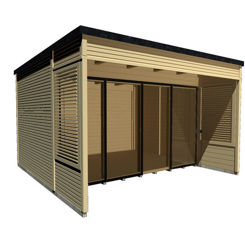 WEKA Gartenhaus Cubilis 2.0 aus Massivholz in Beige mit Flachdach B/H/T: 388 x 249 x 480 cm - Bild 2