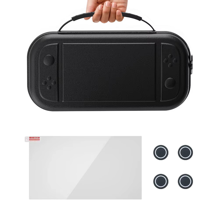 GMAXFUN Tragbare Hartschalen-Reisetasche für Nintendo Switch 2 und NS2 in Schwarz mit Glas-Displayschutz und Kappen - Bild 6