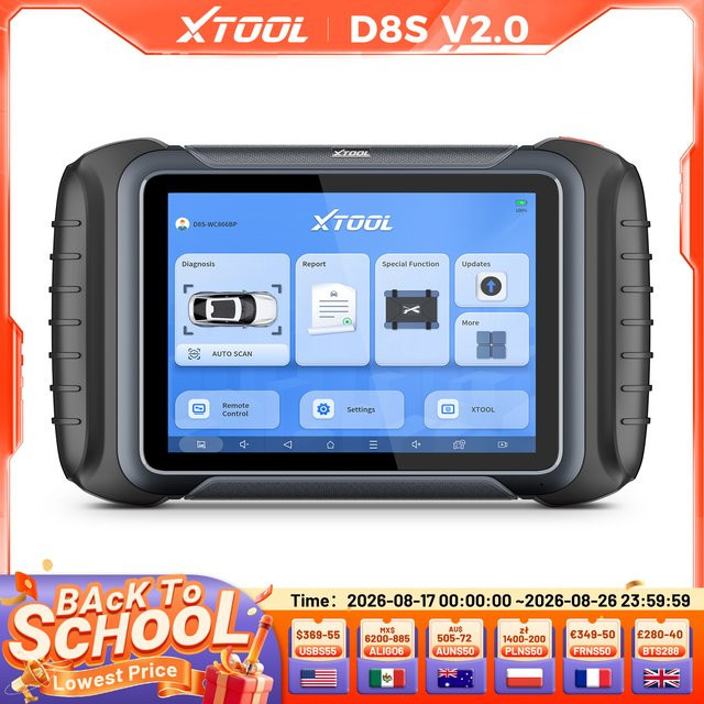 XTOOL D8S V2.0 Kfz-Diagnosegerät in Schwarz mit Online ECU-Codierung, Topologie-Karte und Schlüsselprogrammierung, Auto-Scanner mit 42+ Resets für FCA und CAN FD - Bild 1