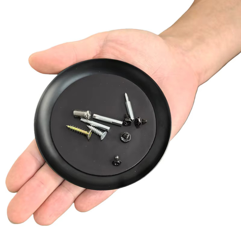 Realmote Magnetische Edelstahl Platte in Schwarz, Runde 4 Zoll Mehrzweck Werkzeug Organizer Platte für kleine Metallteile und Schrauben - Bild 2
