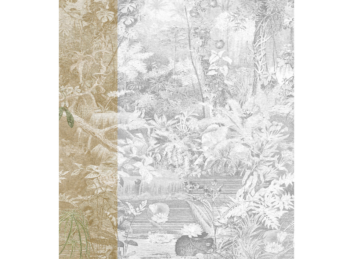 Jannelli & Volpi Mural Coari Sepia Panel 1 Wandpaneel in Beige mit floralem Design aus Kunstharz - Bild 1