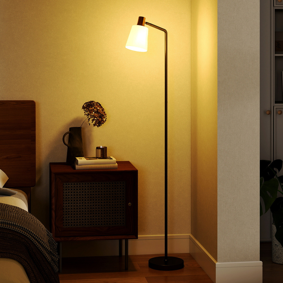 HOMCOM LED Stehlampe in Schwarz mit 350 Grad drehbarem Kopf und einstellbarer Farbtemperatur für Wohnzimmer und Schlafzimmer - Bild 2