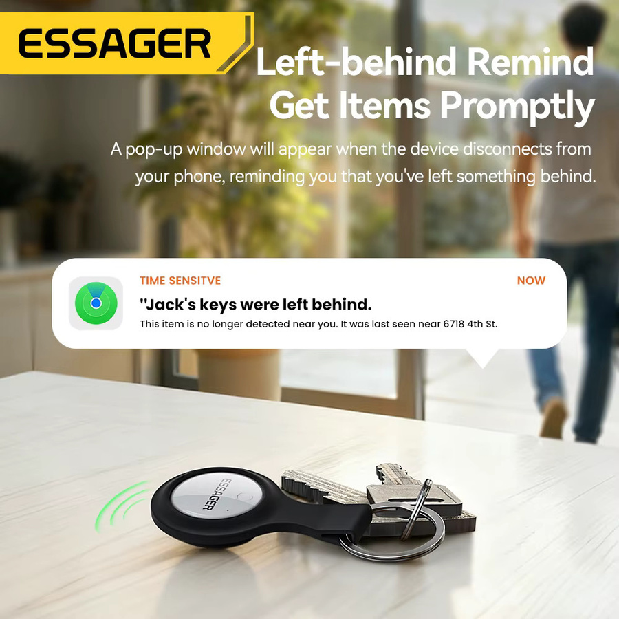 ESSAGER SmartTag Tracker Black mit IP Find My Bluetooth GPS Locator für iPhone zur Anti-Verlust-Überwachung von Schlüsseln, Brieftasche, Tasche, Gepäck und Haustieren - Bild 3