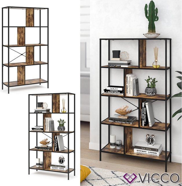 VICCO Loft Bücherregal FYRK Standregal in Vintage Brown, B/H/T: 80 x 146 x 30 cm - Bild 1
