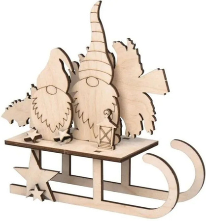 Rayher Weihnachtsdeko Holz Schlitten Kerzenacht mit Weihnachtsmann-Motiv, Beige, B: 16,5 cm