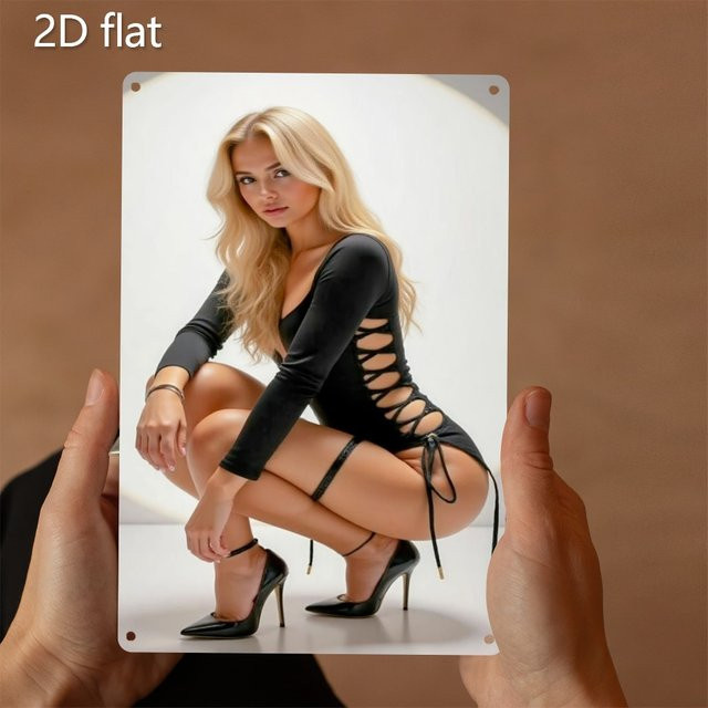 VIVI Metall-Wandkunst Vintage Blechschild mit Frauenporträt in Schwarz, B/H: 20 x 30,15 cm - Bild 1