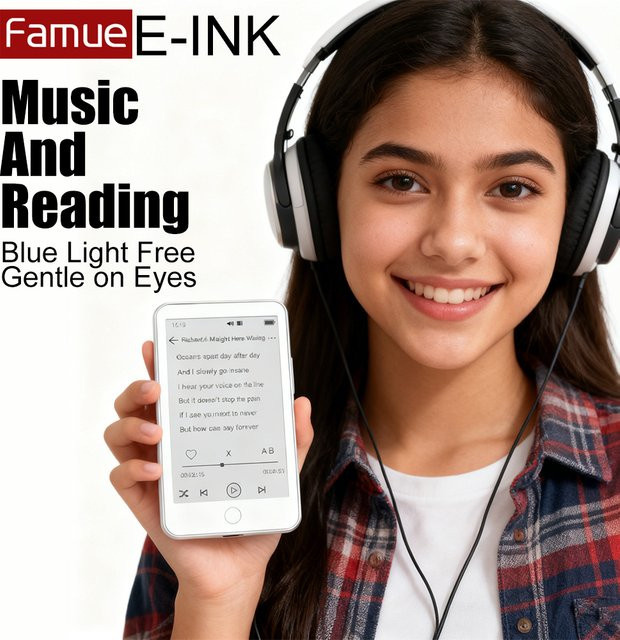 Famue MP3-Player mit Bluetooth 5.3 und 3,5 Zoll E-Ink-Bildschirm in Weiß mit E-Book-Lesefunktion und Metallgehäuse - Bild 1
