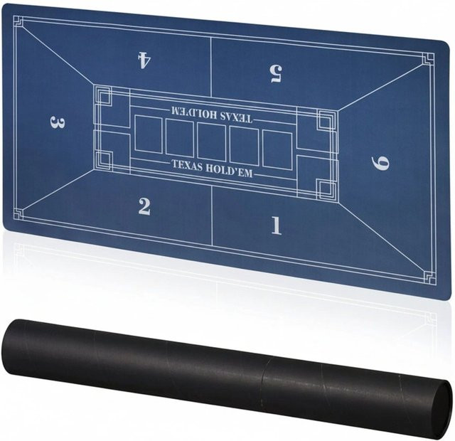 Relaxdays Pokermatte aus Polyester in Blau, rutschfest und wasserabweisend, B: 120 cm, T: 60 cm - Bild 1