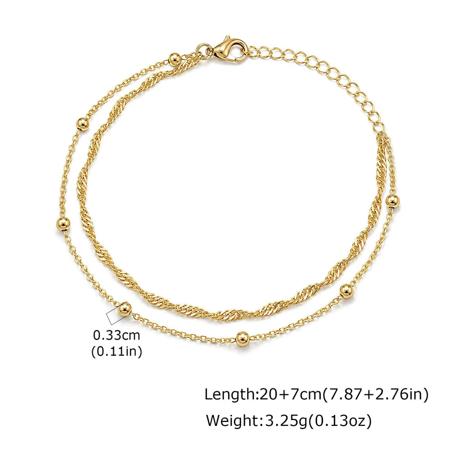 Meaeguet Fußkettchen Edelstahl, Perlen, doppellagig, Damen - Bild 2