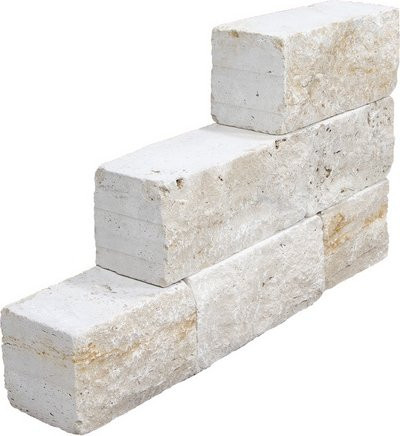 WOHNRAUSCH Travertin-Mauersteine beige, 0,5 m², offenporig, gespalten und getrommelt, H: 22,5 cm - Bild 1