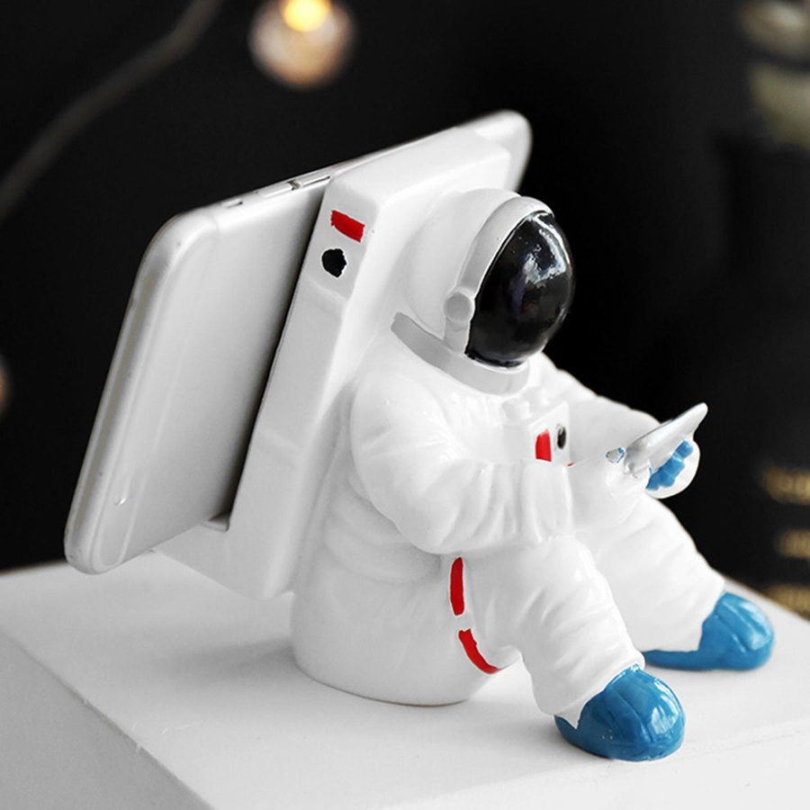 OutsideWorld Astronaut Handyhalter aus Harz in Weiß für den Schreibtisch - Bild 3