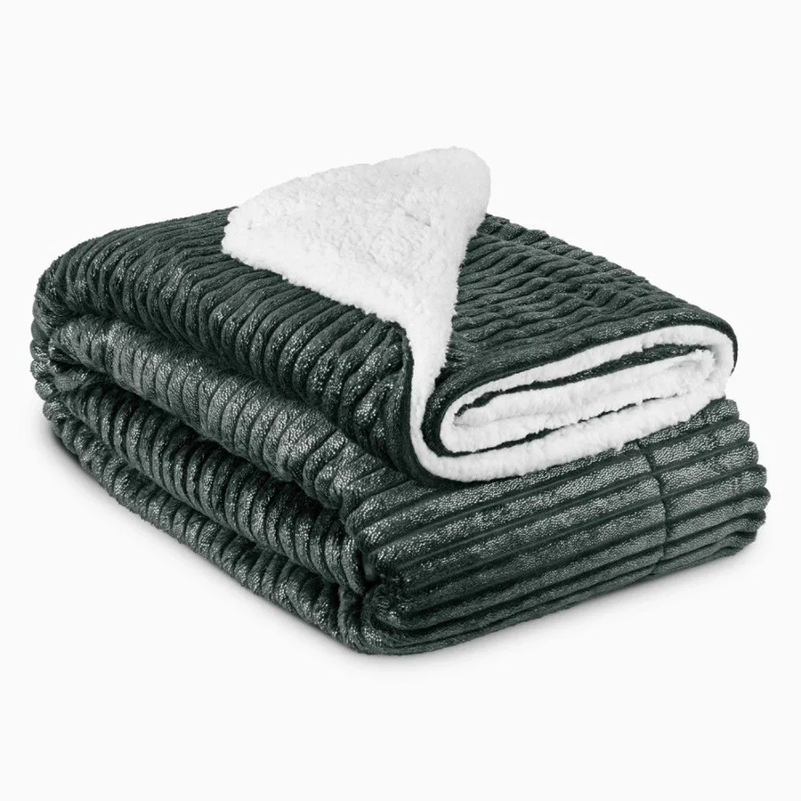 Beautissu Elisa Sherpa Decke aus Polyester, Schwarz, B: 220 cm, T: 240 cm - Bild 2