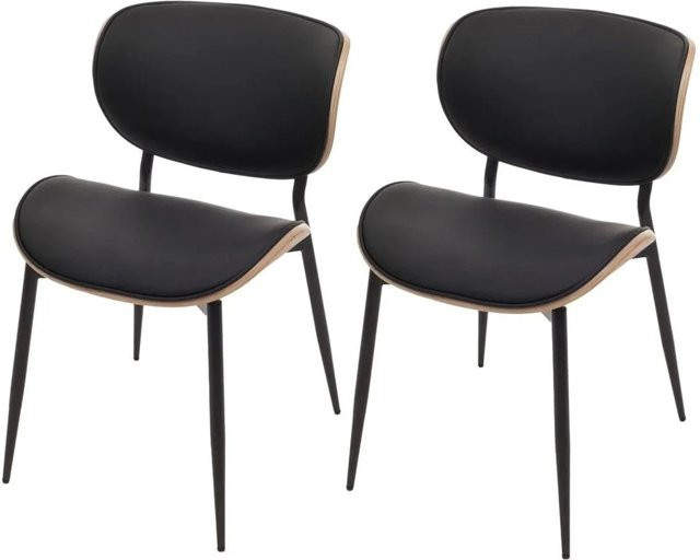 2er-Set Esszimmerstühle MCW O45 aus Bugholz und Kunstleder in Natur und Schwarz - Bild 1