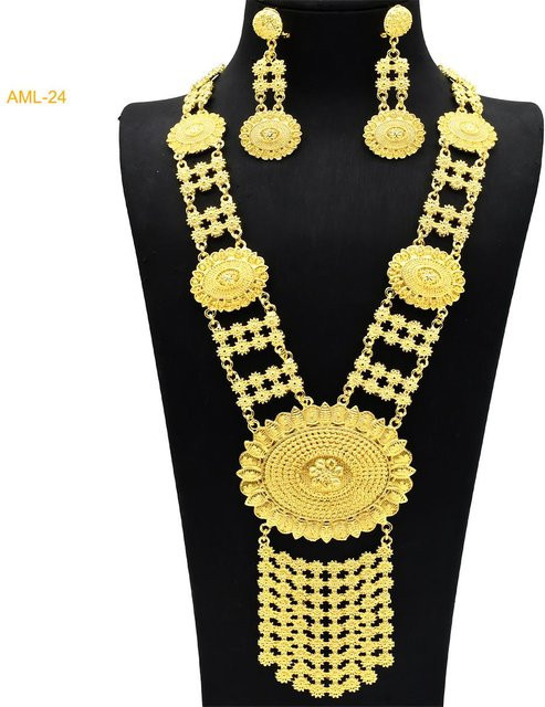 KUYT Schmuckset, 24K Gold Plated, Damen, Halskette, Ohrringe, Ring, Armband, 45cm - Bild 1