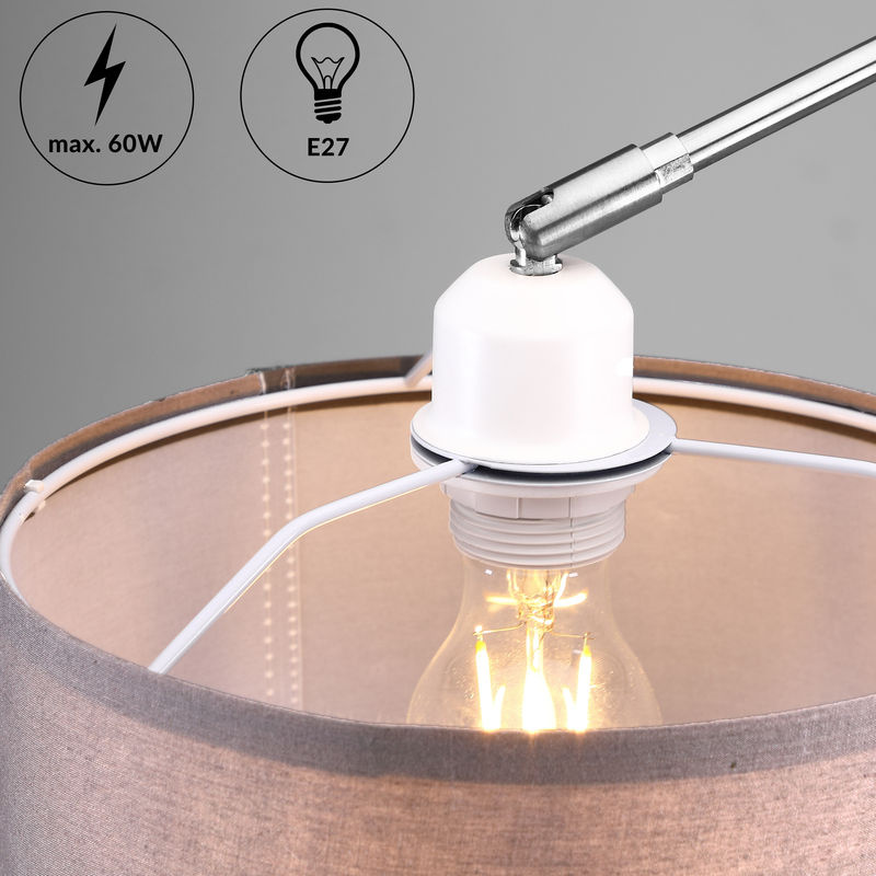 Monzana Bogenlampe Grau mit Leinen und Marmorsockel, höhenverstellbar - Bild 4