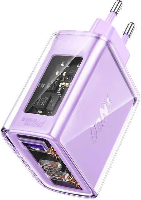 ACEFAST GaN 65W USB-C Ladegerät mit Schnellladetechnologie PD 4.0 und 3.0 in Lila für MacBook, Laptop und iPhone - Bild 1