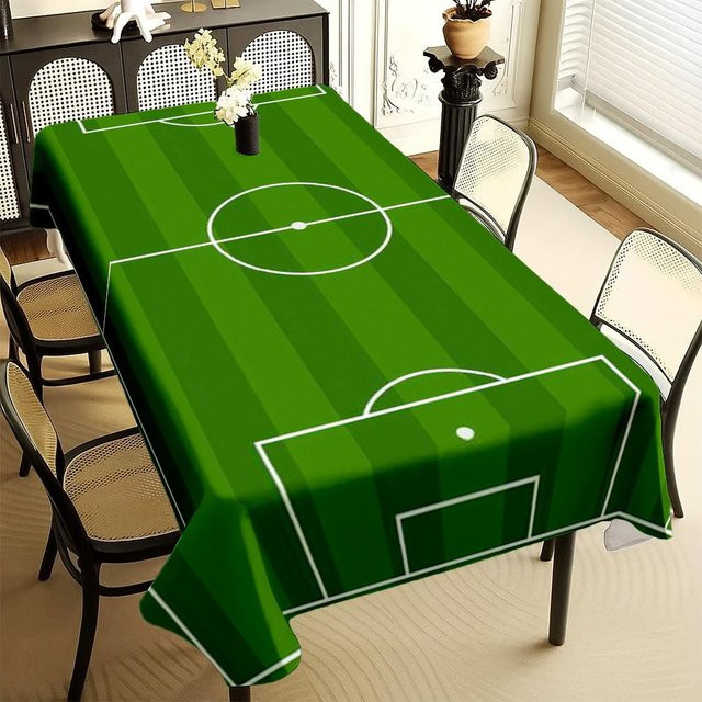 Rechteckige Tischdecke JINGYUE Pet mit Fußballfeld-Design in Grün, B/T: 140 x 140 cm - Bild 1
