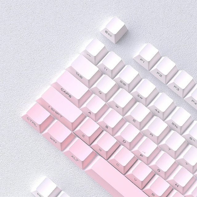 135 Tasten PBT Tastenkappen im Cherry-Profil mit Double Shot Shine Through Seitendruck in Pfirsichrosa für MX Switches und Gaming-Tastaturen - Bild 1