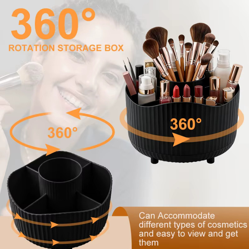 RUNTOIN Kosmetik-Organizer mit Schubladen und 360 Grad Drehbarkeit, Schwarz - Bild 5