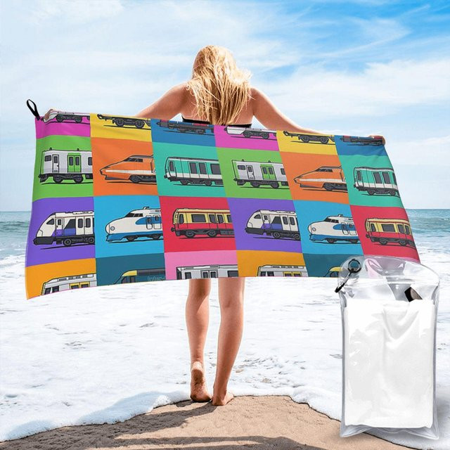 Weltzüge Strandtuch aus weicher Mikrofaser mit Gittermuster, schnelltrocknend und saugfähig, Multicolour, B: 70 cm, L: 140 cm - Bild 1