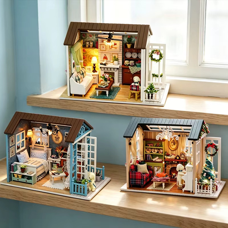 Zuuton DIY Holz Puppenhaus Bausatz, Miniatur Landhaus, mit LED Licht, 3D Puzzle - Bild 3