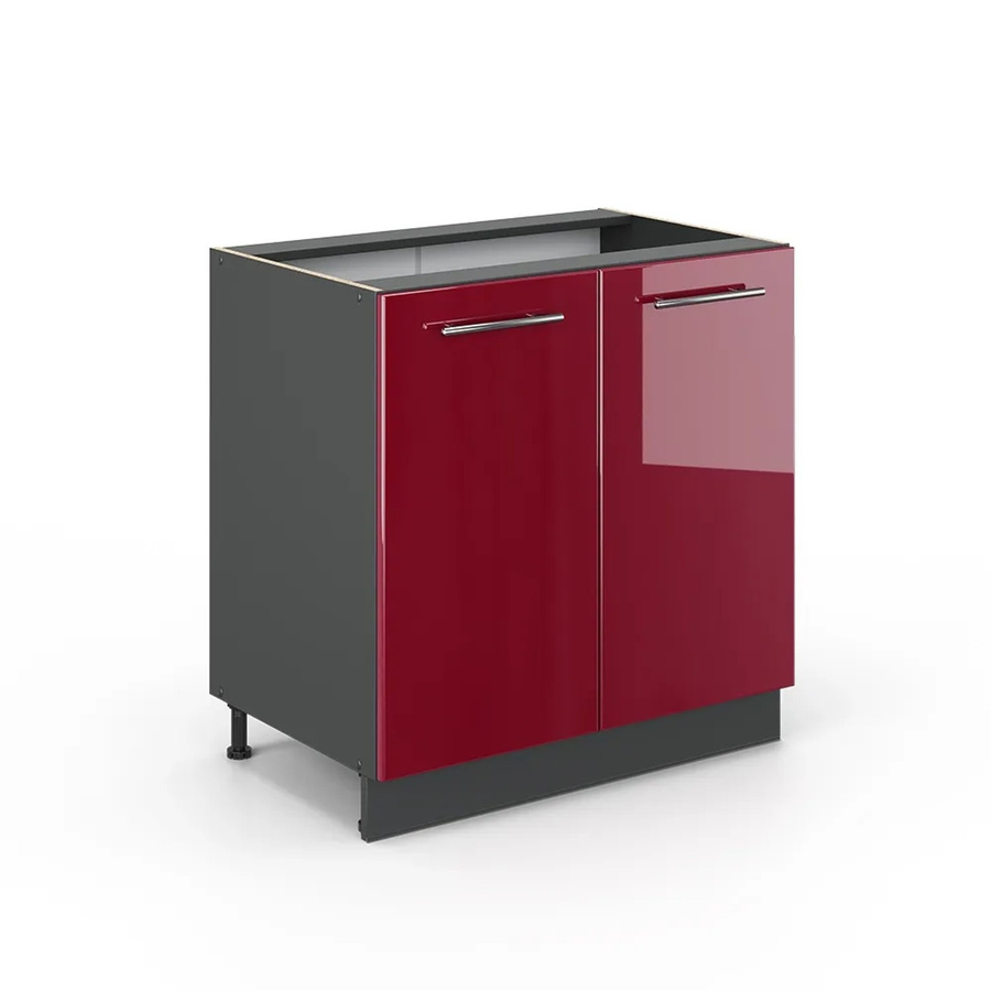 Vicco Spülenunterschrank Fame-Line Bordeaux Hochglanz Anthrazit mit Regal Breite: 80 cm - Bild 2