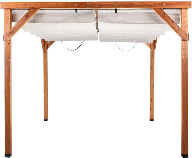 Beliani Garten-Pergola VILLAROSA in Beige mit hellem Holzfarbton, B/T/H: 380 x 320 x 250 cm - Bild 1