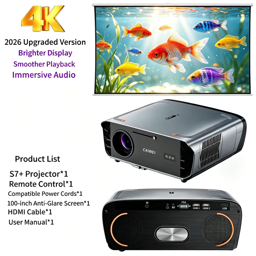 CWEUG Heimkino Projektor mit Google TV, 4K UHD Native 1080P, 4200 ANSI Lumen, TOF Autofokus und Dualen Lautsprechern, Schwarz - Bild 7