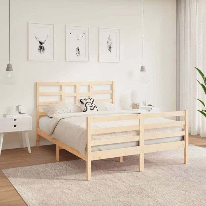 Massivholzbett Vidaxl aus Kiefer in Braun, Modernes Skandinavisches Design, B/T/H: 120 x 190 x 104 cm - Bild 1