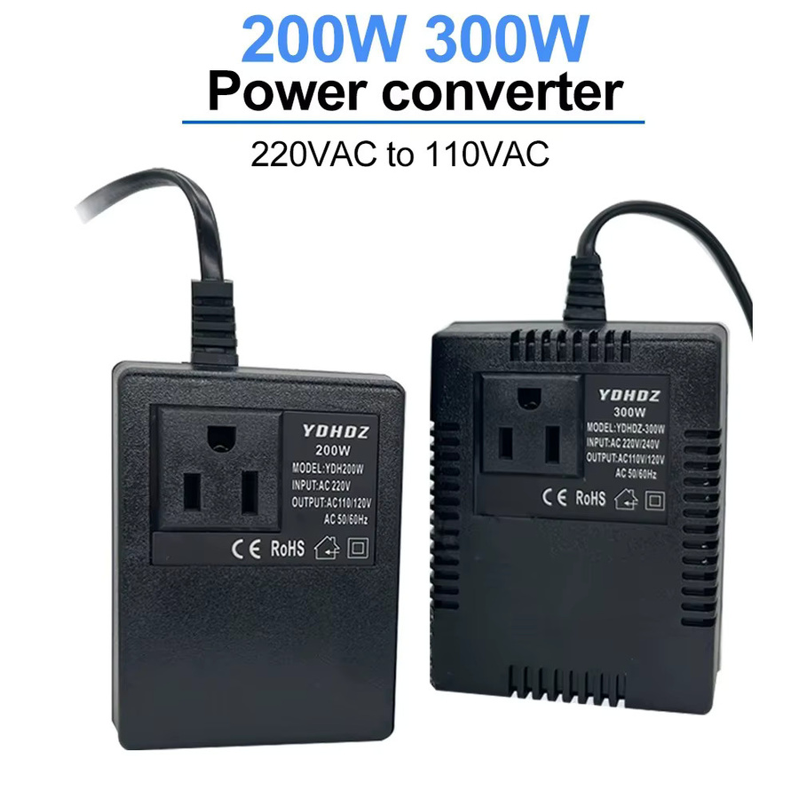 HONGPOE Spannungswandler Abwärtstransformator 220 V auf 110 V Reiseadapter mit EU und UK Stecker in Schwarz - Bild 4