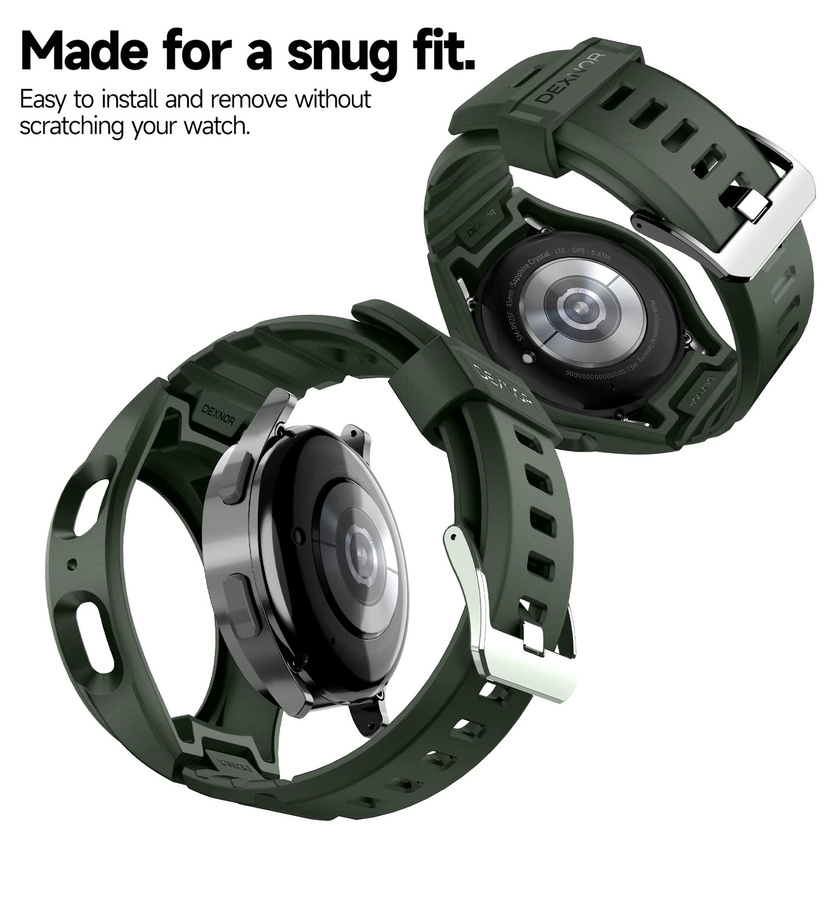 Dexnor Uhrenarmband mit Gehäuse, Silikon, Schwarz, Unisex, 45 mm - Bild 2