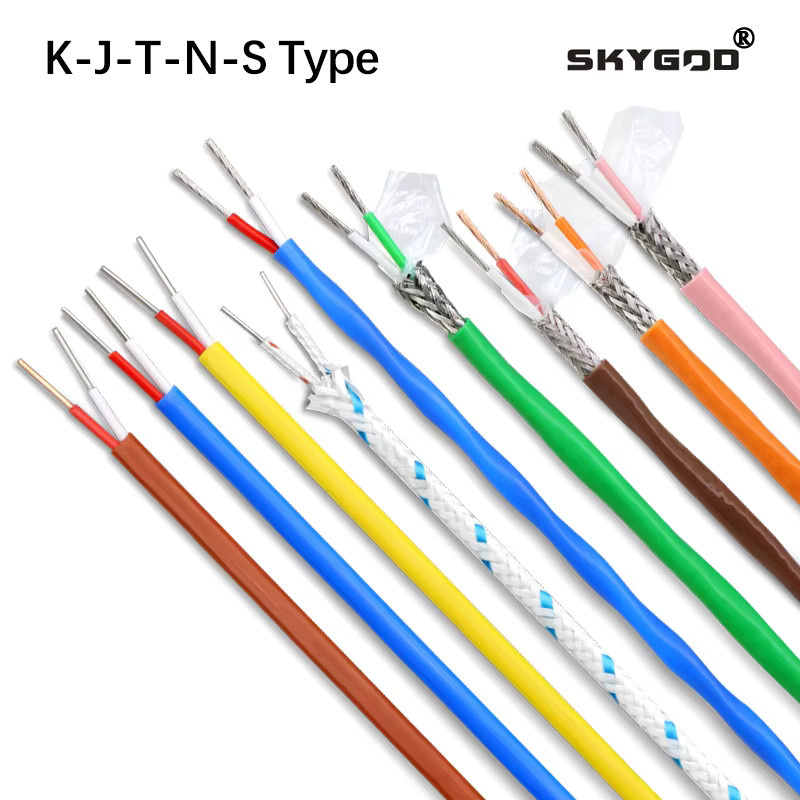 SKYGOD Thermoelementdraht Messkompensationskabel mit PTFE-Isolierung, 2 Adern, Typ K-J-T-N-S, Mehrfarbig - Bild 1