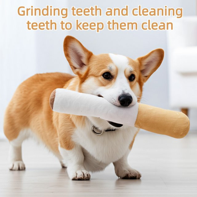 DUTRIEUX Hundespielzeug, zigarrenförmig, weiches Plüsch, quietschend, 1-teiliges Set - Bild 1