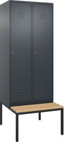 C+P Spind Classic PLUS Garderobenschrank mit Sitzbank, 2 Abteile, Anthrazit/Schwarz, B/T/H: 212 x 80 x 81,5 cm - Bild 1