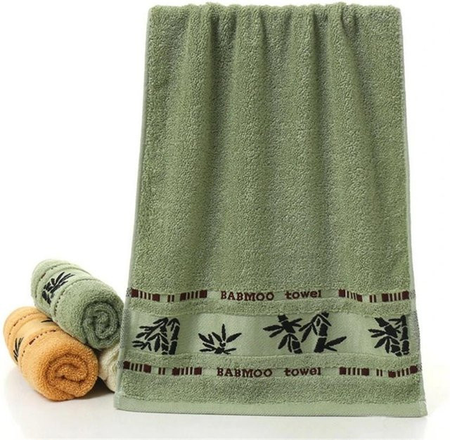 Besticktes Bambus Badetuch Set von Yiran bag in Cremeweiß, Grün oder Kaffee, B/B: 34 x 34 cm - Bild 1