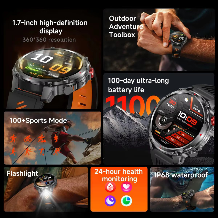 Smartwatch T-Rex3 Ultra, Schwarz, Silikon, 1,7 Zoll, GPS, 5 ATM, Herren - Bild 2