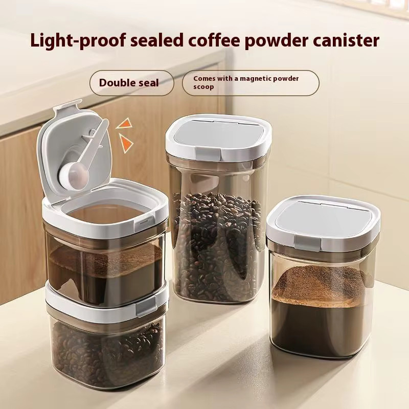 HNKMP Luftdichter Milchpulver-Behälter mit Löffel, transparente Lebensmittelaufbewahrungsbox aus Kunststoff, 800 ml / 1300 ml / 1800 ml - Bild 3
