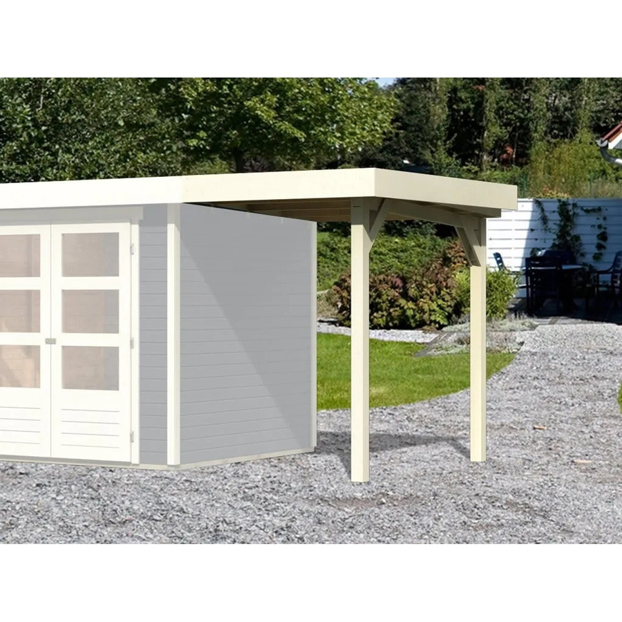 Karibu Anbaudach für Gartenhaus Askola in Elfenbeinweiß - Bild 2