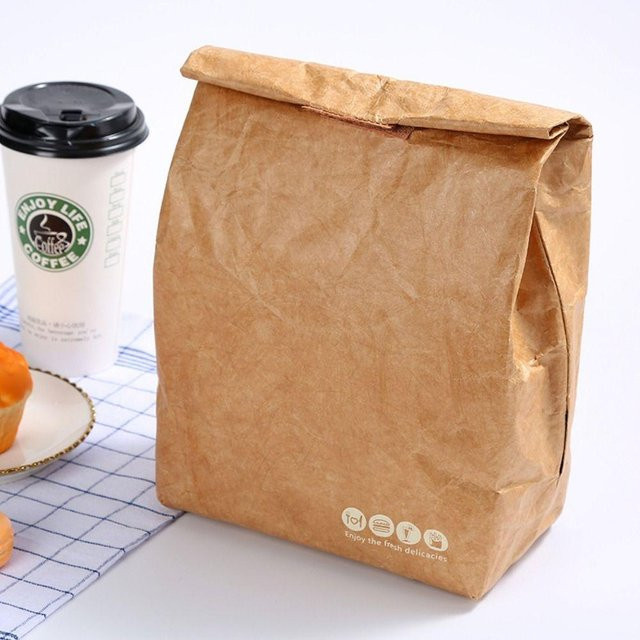 Rd lala Auslaufsichere Kühltasche und Lunchbox in Braun aus Leinwand und Kraftpapier - Bild 1