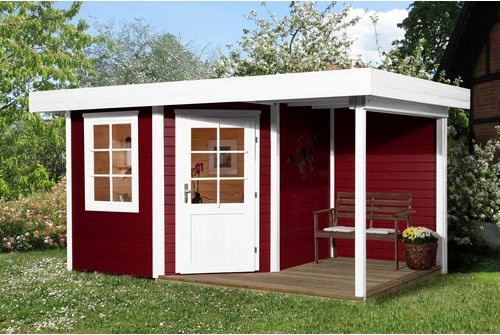 WEKA Holz-Gartenhaus 213 mit Flachdach in Rot, B/H/T: 442 x 237 x 278 cm - Bild 3