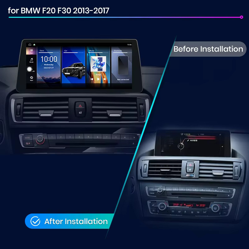 Junsun Kabelloses CarPlay und Android Auto Autoradio für BMW F20 F21 F22 F30 F31 F32 F33 F34 F36 2012-2017 Intelligentes Stereo System in Schwarz mit 10,33 Zoll Display - Bild 2