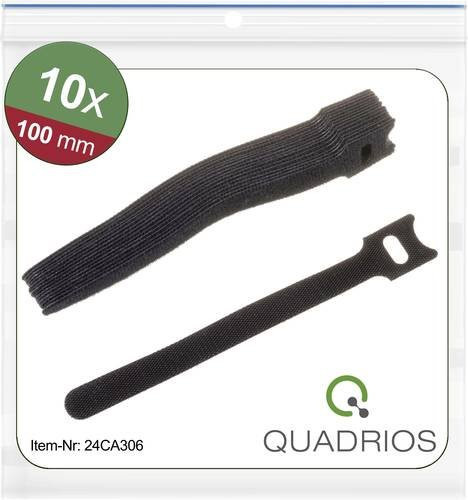 Quadrios 24CA306 Klettkabelbinder zum Bündeln in Schwarz, 10 Stück, Länge: 100 mm, Breite: 12 mm - Bild 1