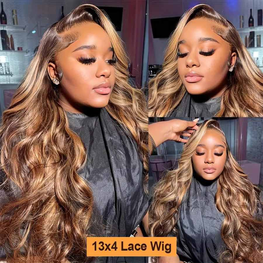 FIUMER Lace Front Perücke Echthaar, Honigblond P4/27, Damen - Bild 2