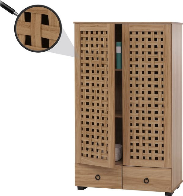 Wohnzimmerschrank MCW N87 mit 3D-Flecht-Design in Braun, B/T/H: 138 x 36 x 80 cm - Bild 1