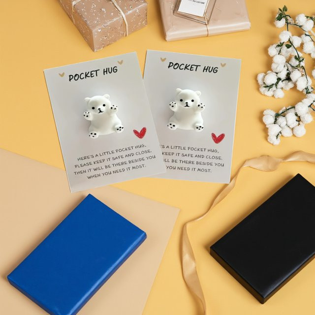 5er-Pack Mini Pocket Bear Hug Cards in Weiß aus Papier zur Ermutigung und Unterstützung für Geburtstag und Freundschaftstag - Bild 1