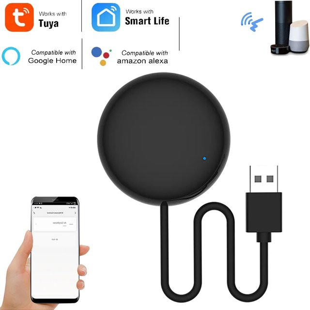 Tuya Smart WiFi IR-Fernbedienung für dein Smart Home in Schwarz zur universellen Infrarotsteuerung von Klimaanlage und TV, kompatibel mit Alexa, Google Home und Smart Life - Bild 1