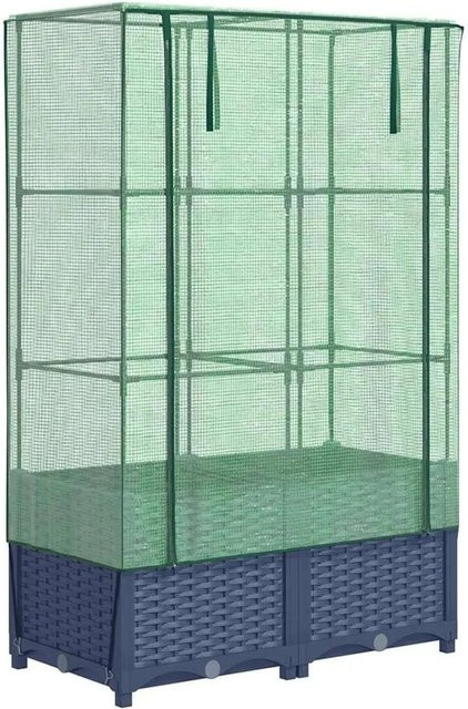 vidaXL Hochbeet mit Gewächshaus-Aufsatz in Rattan-Optik, H x B x T: 138 x 80 x 40 cm - Bild 1