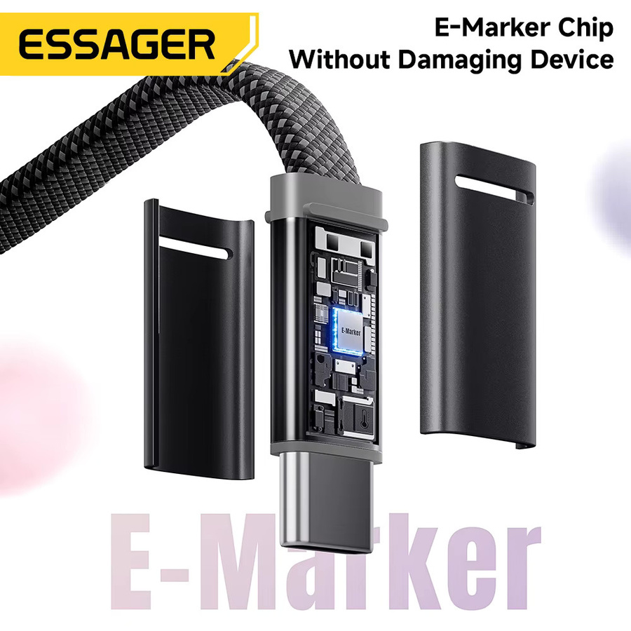 Essager 100W Typ-C-zu-Typ-C-Schnellladekabel mit ultradünnem Flachdraht für iPhone, Macbook Pro, Samsung und Huawei - Bild 3